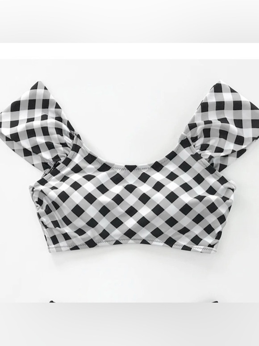 Cupshe Black & White Gingham Off-Shoulder Bikini Set